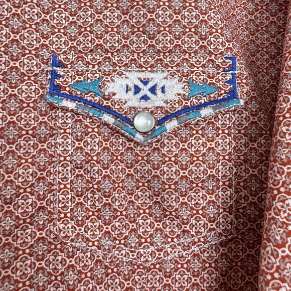 Panhandle Rough Stock Womens Red Pearl Snap Embroidered Shirt Size M Western - Picture 5 of 12
